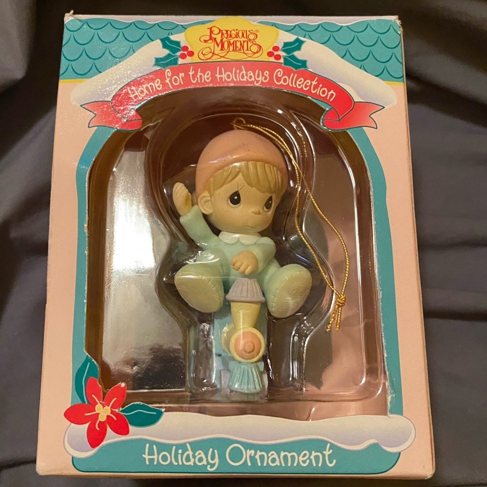 Precious Moments Enesco 1995 Boy Riding A Train Ornament